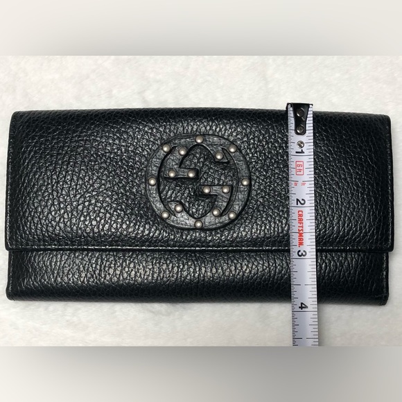 Gucci Authentic Black GG Studded Interlocking Leather Wallet - Picture 12 of 17